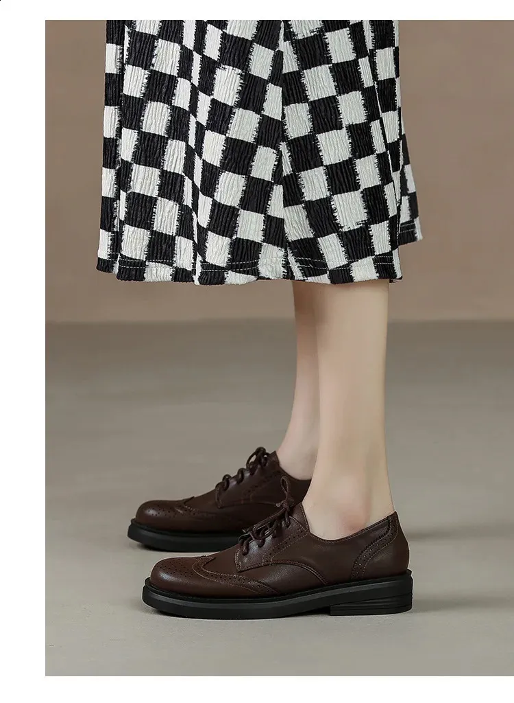 Womens Leather Oxford Flat Round Toe Derby Sneakers Party Shoes_voghion.com