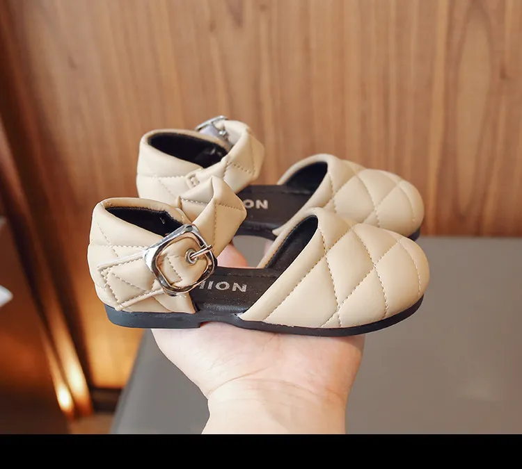 Pantofi pentru copii, fete, cu vârful închis, stil prințesă, design nou, triplu negru, mărime gratuită, livrare gratuită_voghion.com