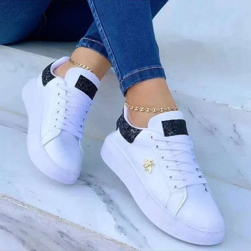 SHLIANG Scarpe autunnali impermeabili Sneakers bianche per donna Versione coreana Scarpe sportive piatte casual con lacci Scarpe vulcanizzate da donna Y0294_voghion.com