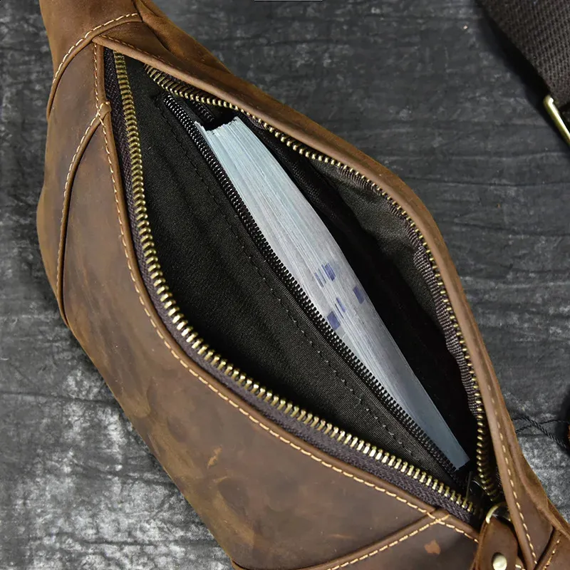 Herren Brusttaschen Crossbody Schulter Mann Männliche Leder Taille Pack SG Tasche Für Outdoor-Sport Gürteltasche Klein 240924_voghion.com