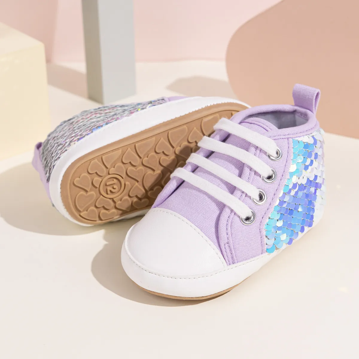 Mode Pailletten Baby Turnschuhe High Top Anti Slip Weiche Sohlen Infant Junge Mädchen Littlesprouts Kleinkind Gummi Bequem_voghion.com