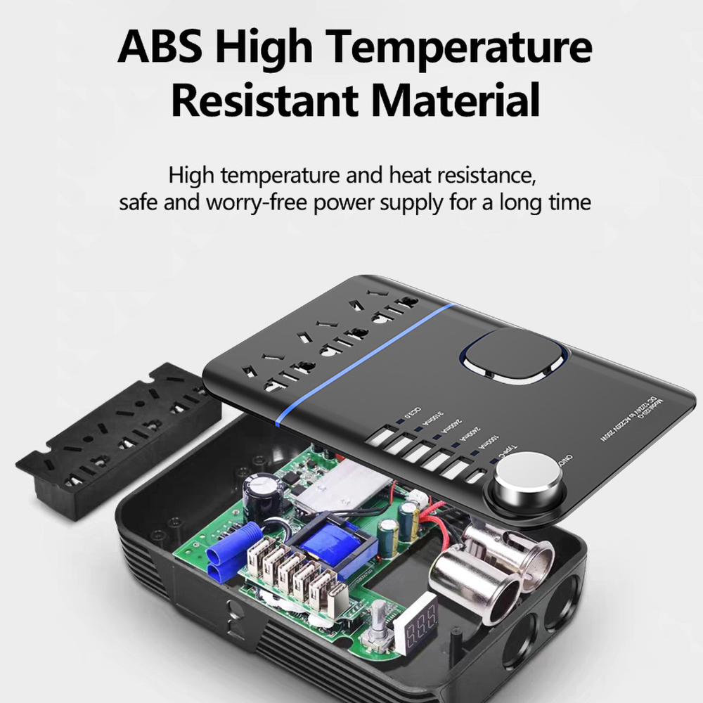 Auton virtamuunnin 12 V, 24 V - 220 V, 200 W:n muunnettu siniaaltomuunnin, 3 AC-pistorasiaa, 6 USB QC3.0 PD -pikalatausvirtainvertteri_voghion.com