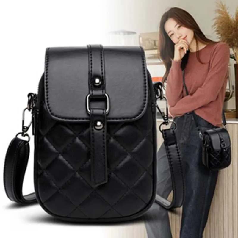 Koreanische Frauen Handy Taschen Mode Rhombus Kette Schulter Kreuz Körper Celhone SG Tasche Crossbody Geldbörse Brieftasche_voghion.com