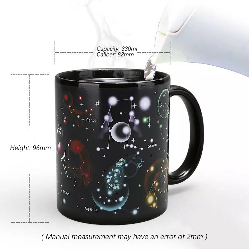 Caneca de cerâmica criativa que muda de cor, caneca de café que revela o calor, presente para amigos, caneca de café da manhã para estudantes, caneca do sistema solar estrela_voghion.com