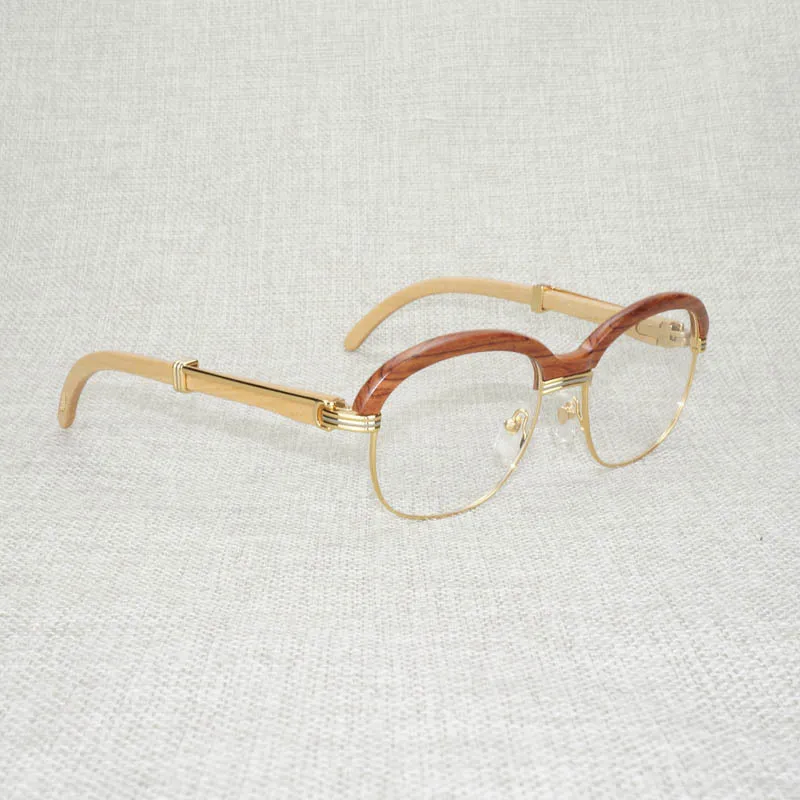 Gafas de sol redondas vintage para hombre y mujer con marco de madera_voghion.com