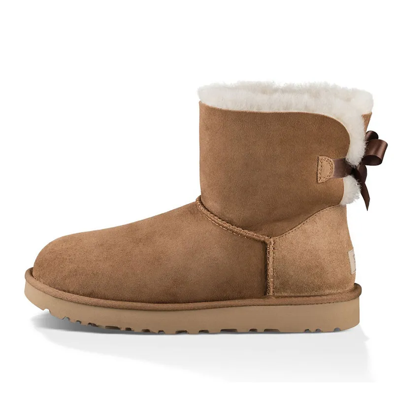 Boots Australia Designer Womens Girls Ankle Winter Snow Boot Slip-On fur Leather Ladies Booties Bailey Bow Chesut Black_voghion.com