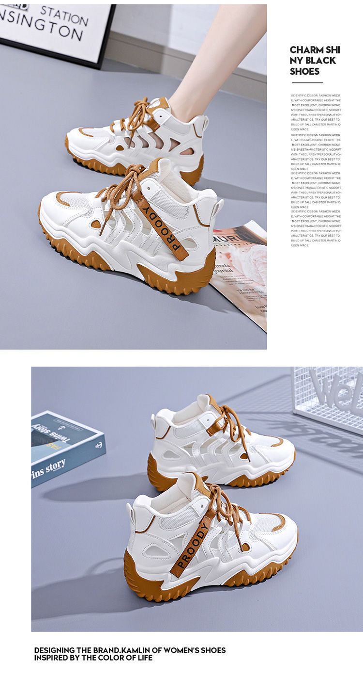 PLOVER beliebte ausgehöhlte Papa-Schuhe im Sommer 2024, neue vielseitige, atmungsaktive Sportsandalen mit dicker Sohle für Damen_voghion.com