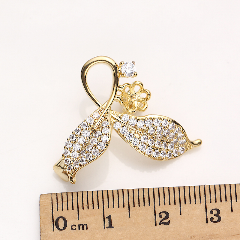 Accessori fai da te: scollo di perle, spilla a foglia, accessori antiriflesso in oro genuino placcato in rame, supporto vuoto_voghion.com