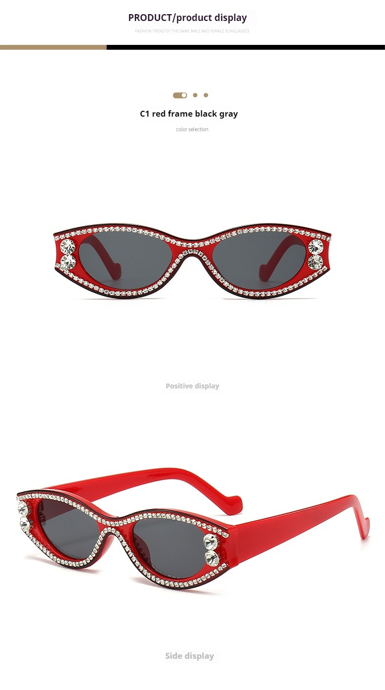 Ochelari de soare personalizați cu fotografie de stradă, cu cadru mic, ochi de pisică, culoare bomboane, la modă, pentru femei_voghion.com