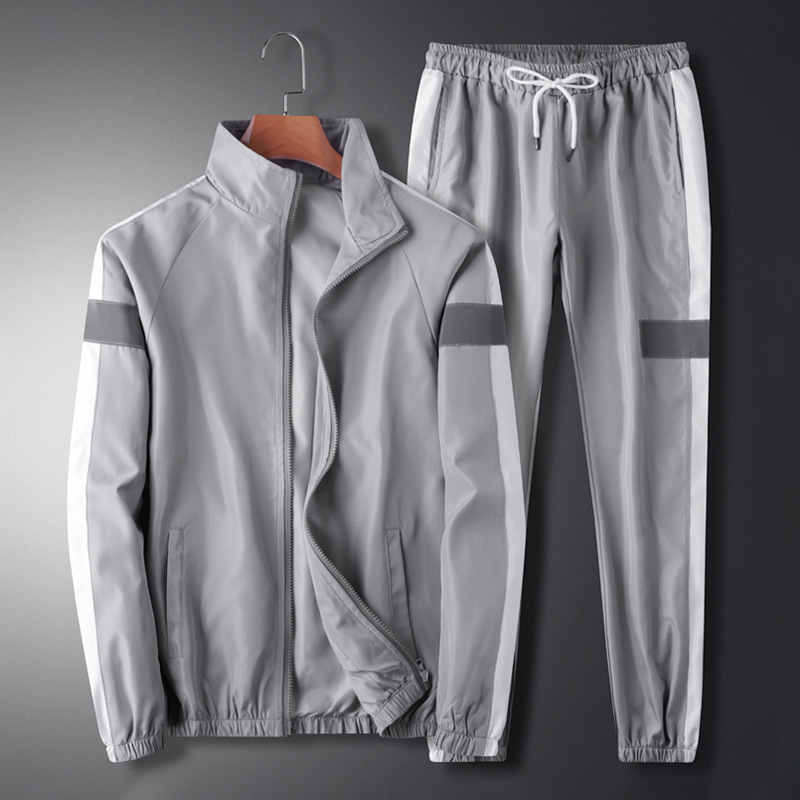 ​​Men's Korean Style Stand Collar Jacket & Loose Trousers Set - Breathable Cotton (M-5XL, )​​