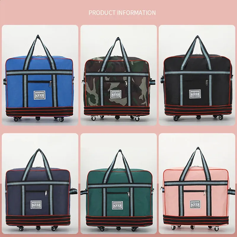 Faltbare Lage Taschen mit Großen Wasserdicht Erweiterbar Lages Pack Handtasche Unisex Universal Reisetasche auf Rädern XM133_voghion.com