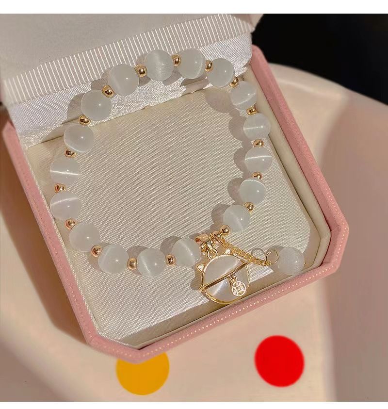 Same Eye Stone Lucky Cat Bracelet, Fresh Summer, Good Luck In The Year Of Fate, Continuous Gift For Best Friend_voghion.com