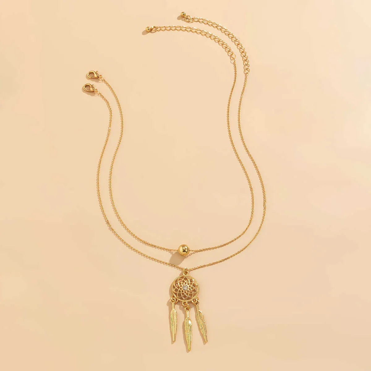 Collane Vintage Boho Oro Colore Multistrato Choker Collana Pendente Piuma per Donne Gotico Retro Encanto Collo_voghion.com