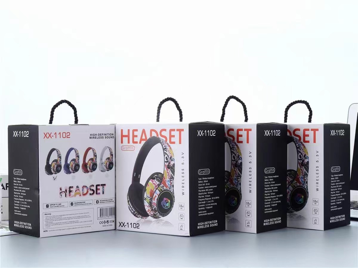 Cuffie auricolari Bluetooth XX-1102 Graffiti economiche Cuffie over-ear Cuffie da gioco per PC wireless_voghion.com