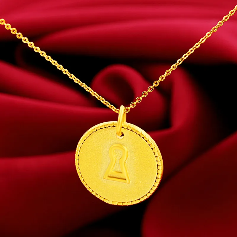 Colliers pendentifs VAMOOSY Pièce de monnaie porte-bonheur couleur or pour femmes Chaîne à maillons Collier Cercle Ras du cou Bijoux de cou de mariée de mariage_voghion.com