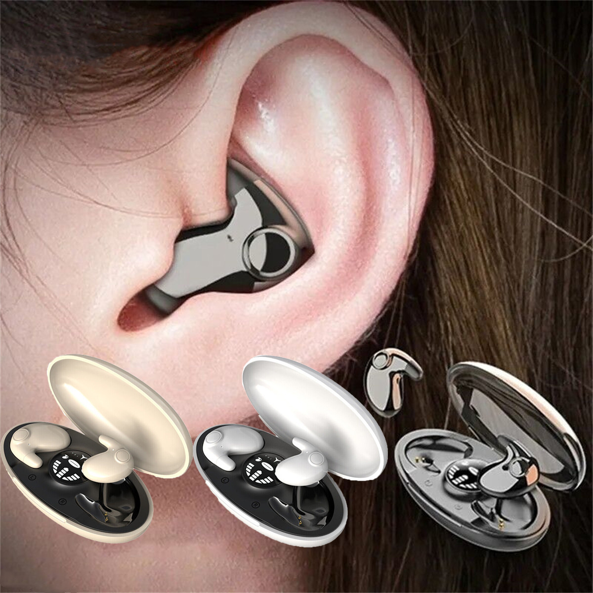 Invisible Sleep Wireless Earbuds Bluetooth Headset TWS Waterproof Earphones_voghion.com