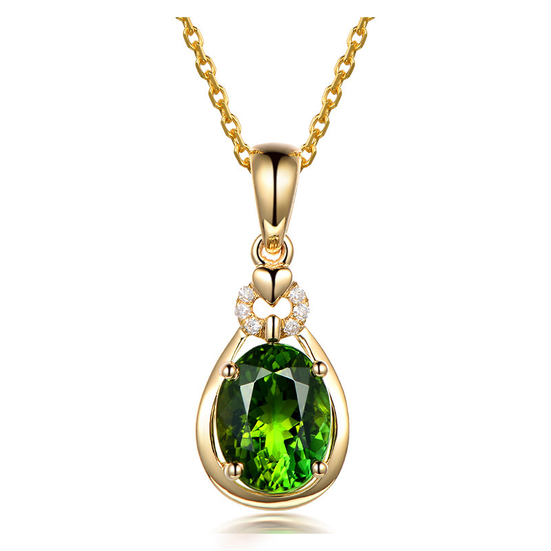 Valentine's Day A gift for women with elegant emerald tourmaline pendant plated clavicle necklace for Valentine's Day