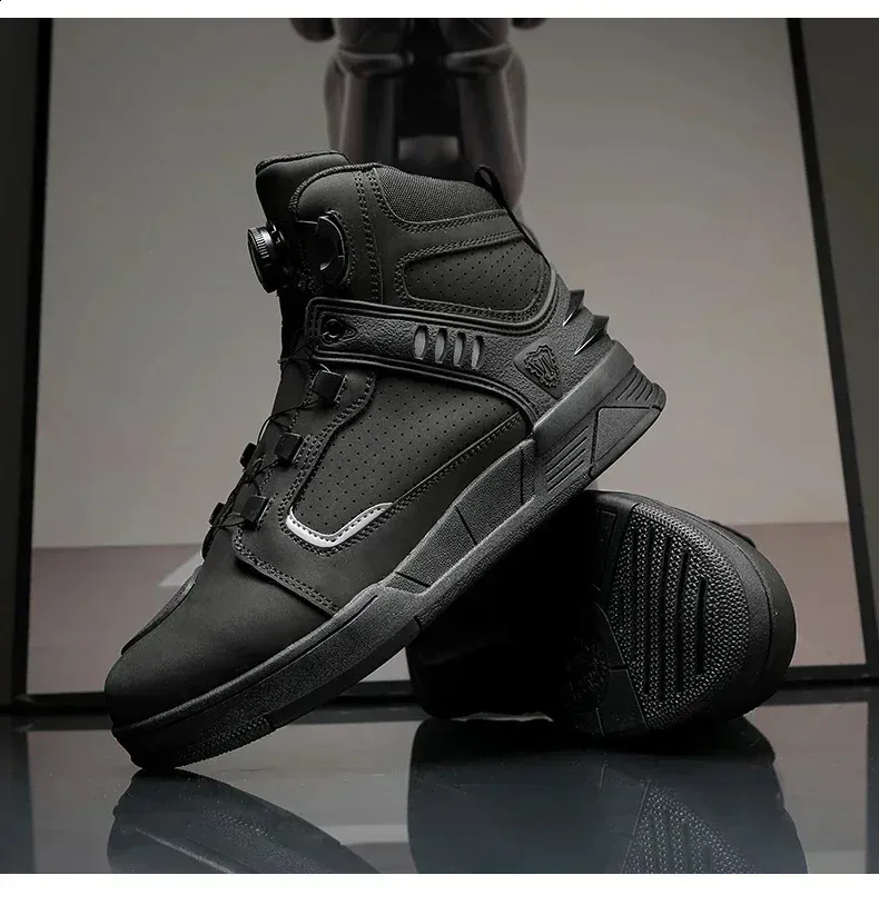 Motorcycle Riding Shoes For Men Black Protective Boots All Season_voghion.com