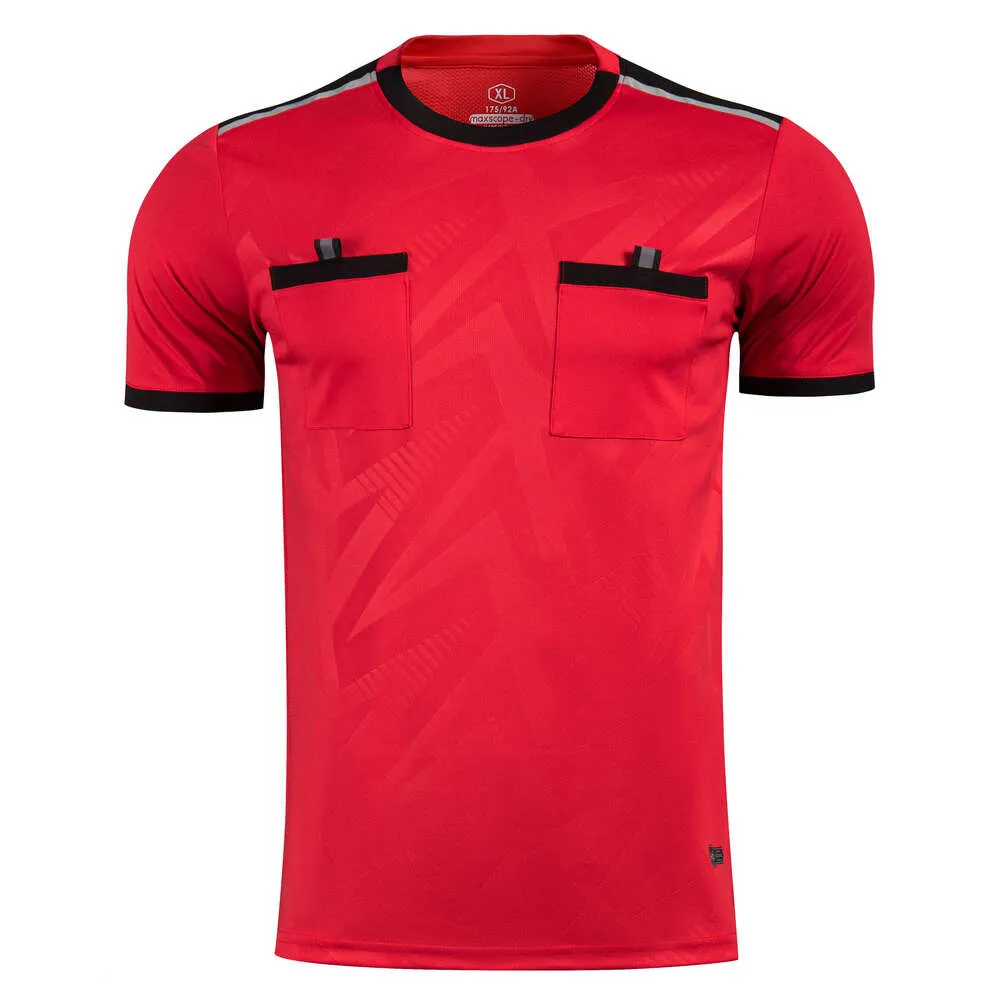 2025 Professionele Heren Scheidsrechter Uniformen Voetbal Voetbalshirts Shirts Zakken Rechter Korte Mouw Teamshirt Sportkleding_voghion.com