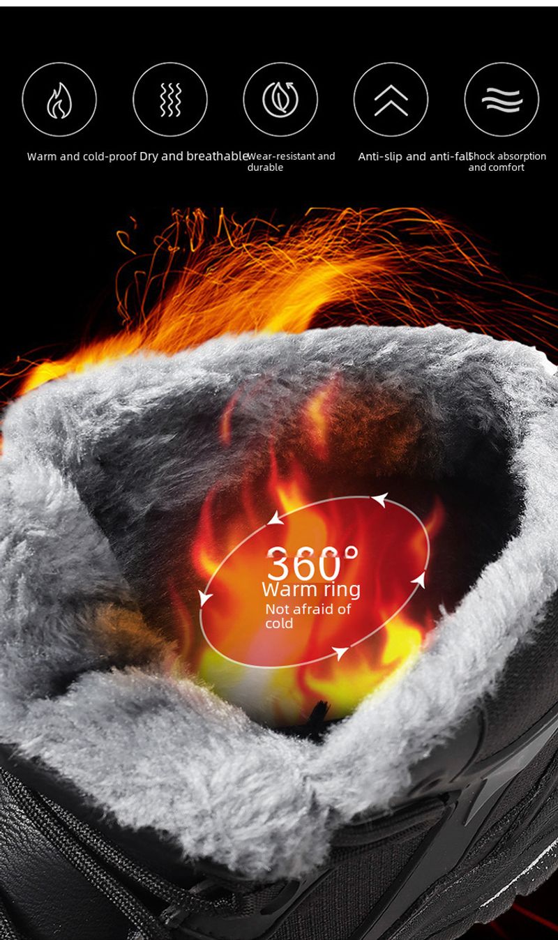 Grensoverschrijdende antislip wandelschoenen in grote maten, sneeuwfleece-verdikte sneaker, waterdicht, koudebestendig, warm, hoog model katoen_voghion.com