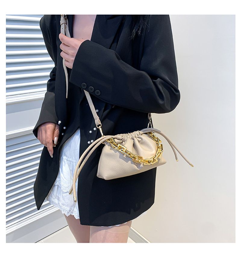Koreanische Version der Mode-Beuteltasche 2024 neue Handtasche Litschi-Muster einfache Kette Umhängetasche Kind und_voghion.com