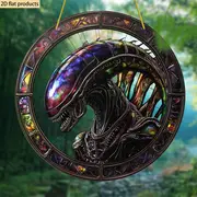 Alien Suncatcher - 8" Round Acrylic Decor. Whimsical Spring/summer Wall Art For Window, Porch Or As A Housewarming Gift._voghion.com