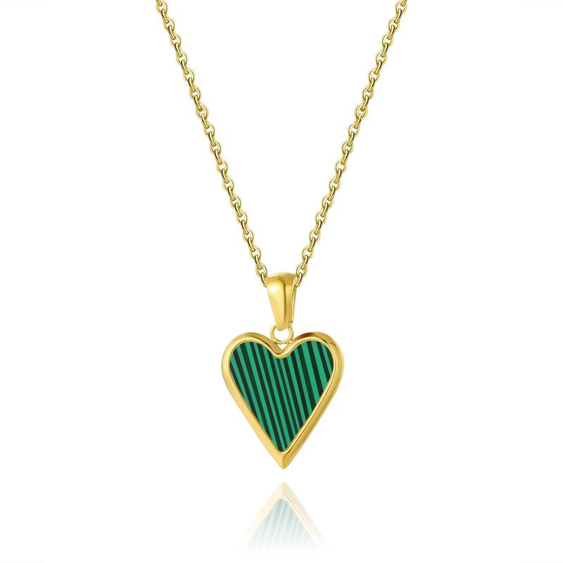 Collana in titanio smeraldo da donna Ins Fashion semplice versatile in acciaio inossidabile verde zirconia blocco osso_voghion.com