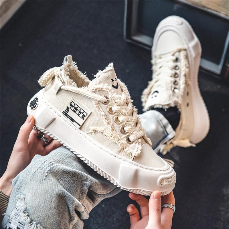 Tendenza primaverile maschile, scarpe da ginnastica versatili e casual in tela, design di nicchia, scarpe sportive con suola spessa, sito web del piccolo mendicante bianco,_voghion.com