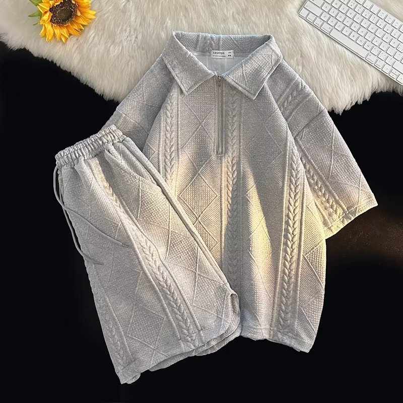 Men's Clothing fashion casual short suit temperament men simple trend all match five point sleeves spring ins new