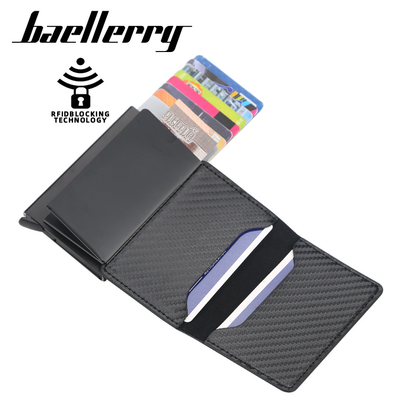 Cartera Baellerry/nueva llegada bolsa de tarjeta antirrobo/tarjetero emergente automático corto rfid/tanto hombres como mujeres pueden usar