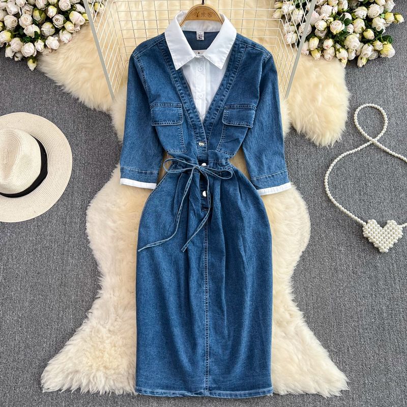 Women's spring and autumn new version of the mid-length shirt dress_voghion.com