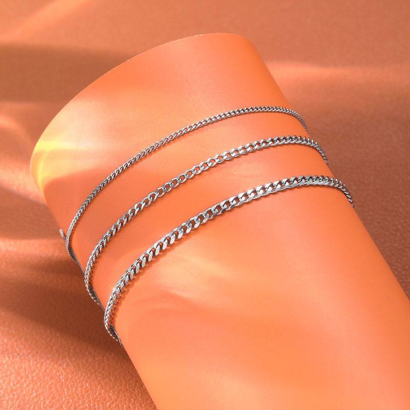 Bracciale a catena cubana antiruggine con personalità piatta in acciaio inossidabile impilato Hip Hop per uomo e donna_voghion.com