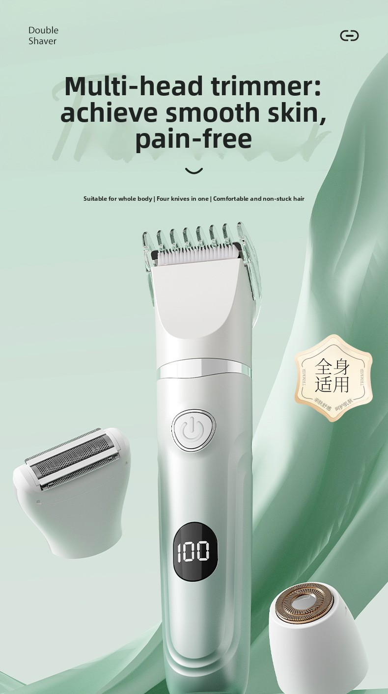 Women's 3-in-1 Electric Shaver - Digital Display Epilator For Intimate, Armpit & Leg Hair Trimming_voghion.com