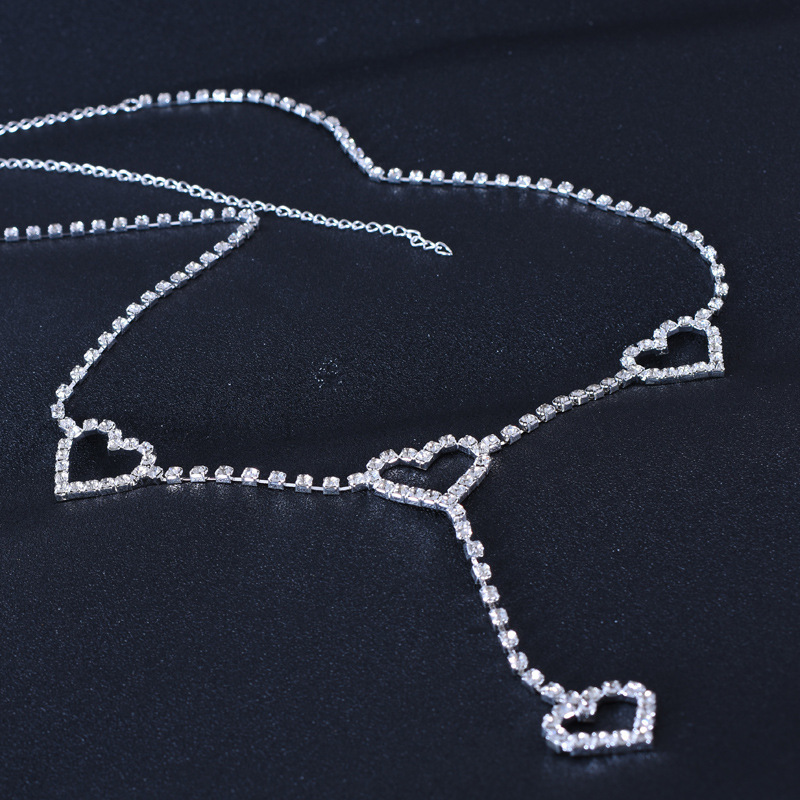 Accessorio di moda bikini creativo decorazione di strass personalità del corpo cuore di pesca cintura a catena in vita geometrica_voghion.com