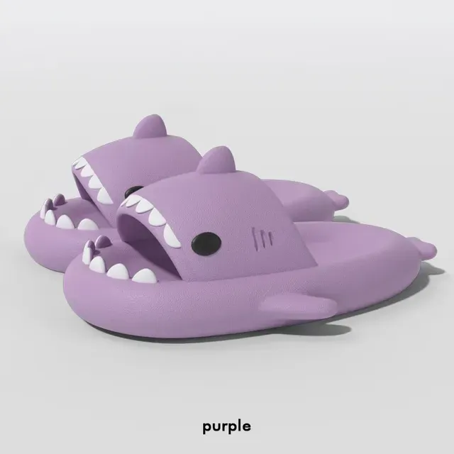 Pantoufles requin pour hommes, diapositives de salle de bain intérieures, sandales d'été pour femmes, sandales de dessin animé, chaussures plates à la mode pour couples, chaussures de plage souples en EVA pour enfants_voghion.com