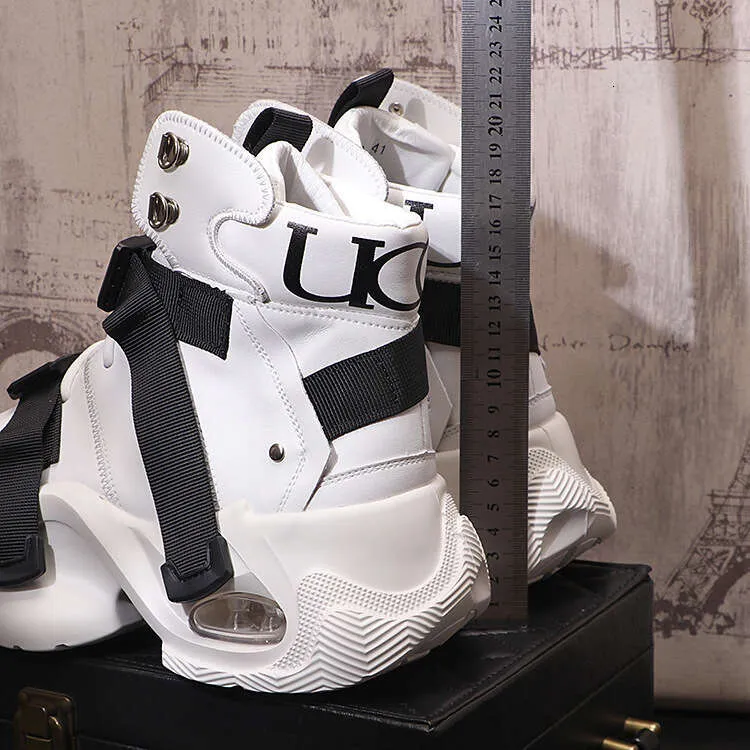 Men's Chunky Platform Sneakers Leather Casual Height Increasing_voghion.com