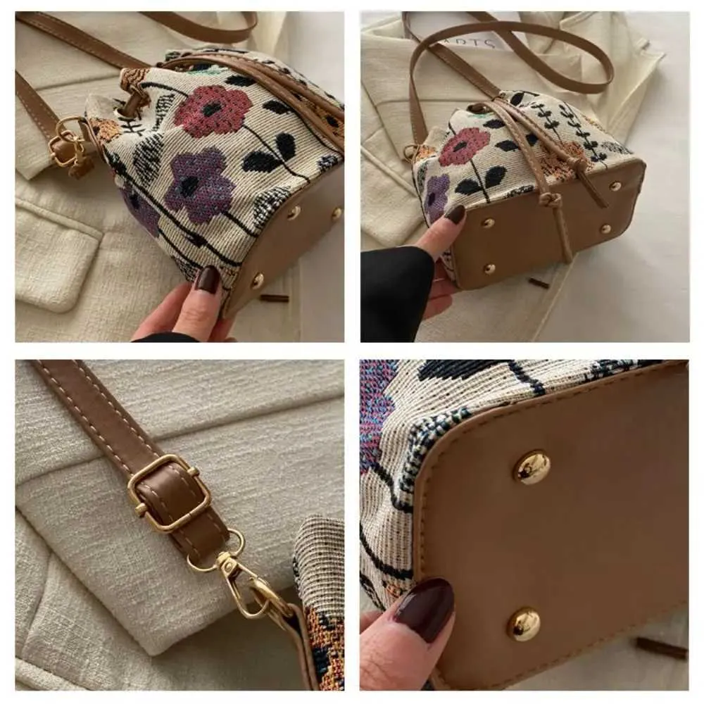 Fashion en Fabric Bucket ral Ethnic Style Crossbody Bag Handbag WomenC241021_voghion.com
