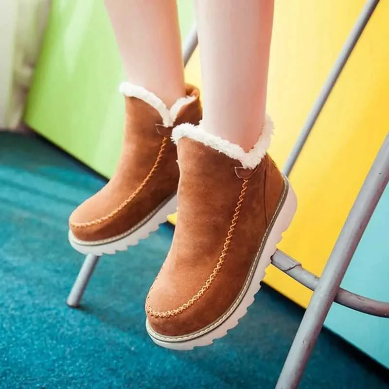 Frau Winter Mode Schnee Casual Leder Baumwolle Damen Stiefel kniehohe stiefel Plattform Schuhe botines mujer XW6.5_voghion.com