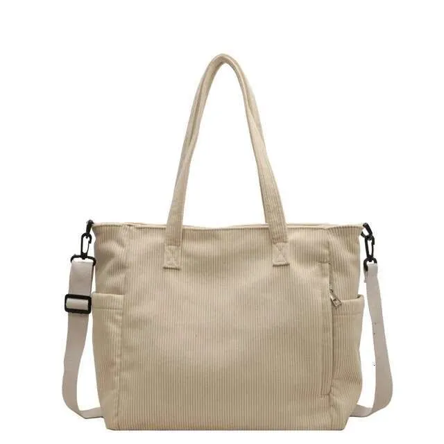 New Corduroy Material Tote Large Capacity Shoulder Handheld Crossbody Bag_voghion.com