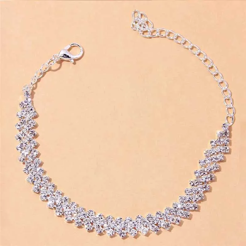 Anklets Huitan Fashion Design Rhinestone Womens Sier/Gold Exquisite Girl Ankle Leg Chain Party JewelryL2403_voghion.com
