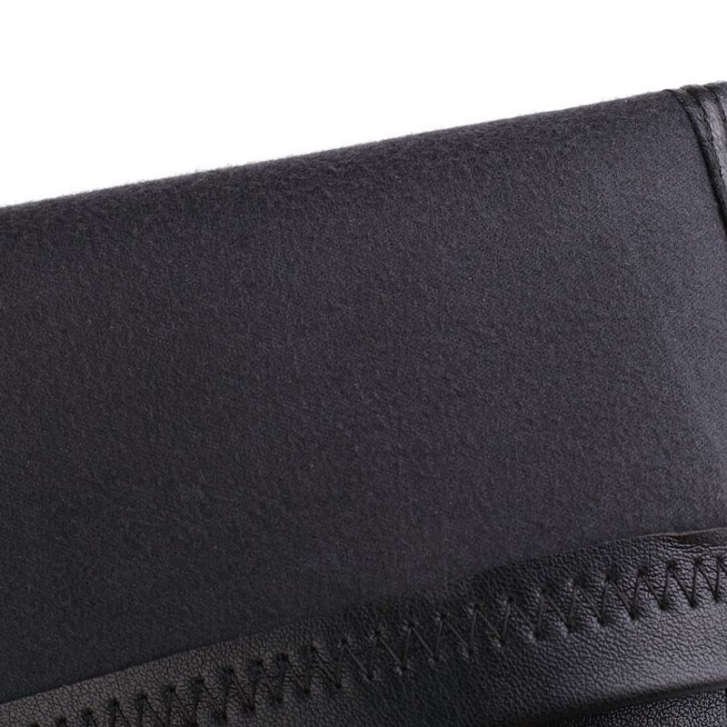 Damenstiefel in großen Größen mit halbhoher Sohle, quadratischer Spitze und wasserdichter Plateausohle_voghion.com