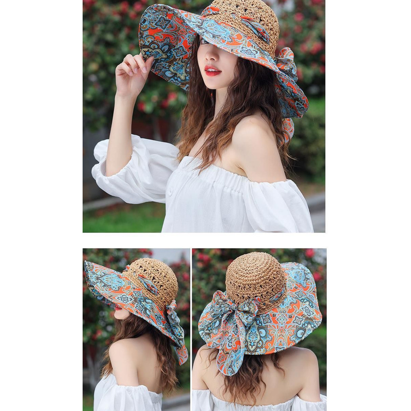 Versión coreana de verano para niños, versátil, resistente, sombrilla de playa de borde, sombrero de hierba, sombrero de viaje_voghion.com