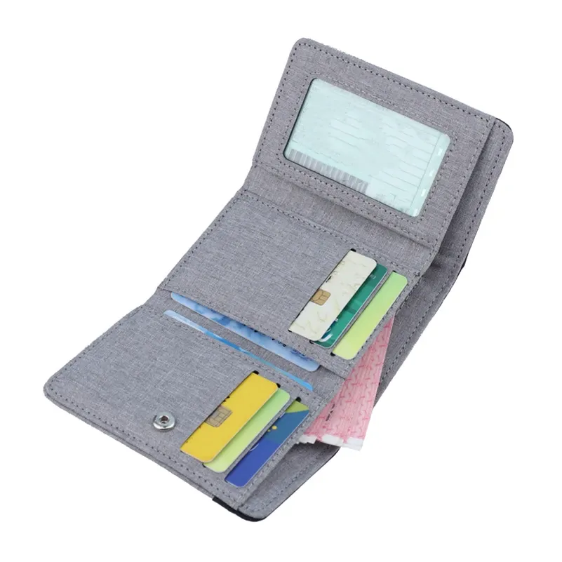Canvas Men ID/Photo Holders Black/Blue/Gray Card Holder Wallet Case 8 Slots Hasp Male Purse_voghion.com
