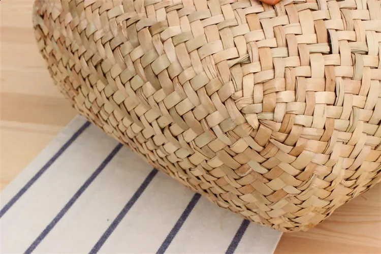 Casual Rattan Basket Bag Wicker Woven Women Handbags Handmade Summer Beach Straw Shoulder Crossbody Bags Big Tote Purse_voghion.com