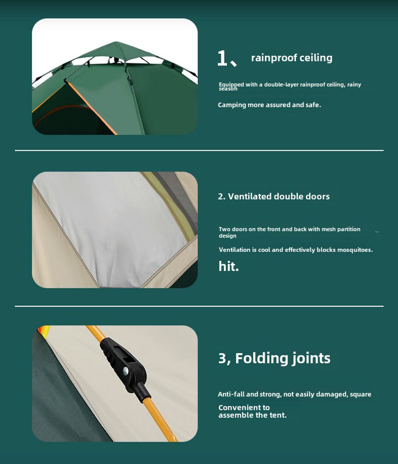 Outdoor Fully automatic two speed 3-4 people wilderness beach camping tents_voghion.com