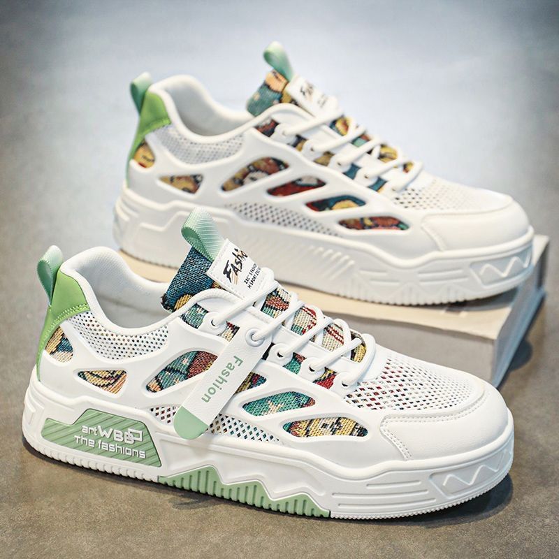 Männer Summer Nei Atmungsaktiv Villsäiteg Dënn Turnschlappen National Trend Liicht Mesh Sport Casual Wäiss Schong_voghion.com