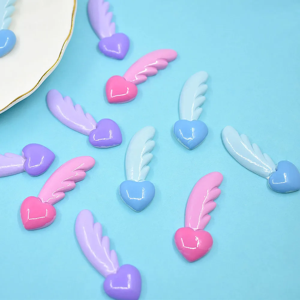Hanger kettingen 10st Pastelkleuren Hart Vleugel Engel Hars Cabochons Ornament Accessoires Verfraaiingen Scrapbooking_voghion.com