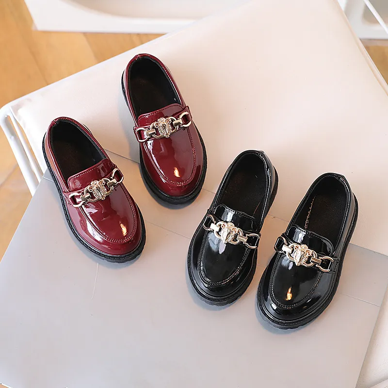 Mocassini da infilare in pelle verniciata per bambini, stile britannico, per bambine e ragazzi, taglie di scarpe da esibizione per studenti_voghion.com