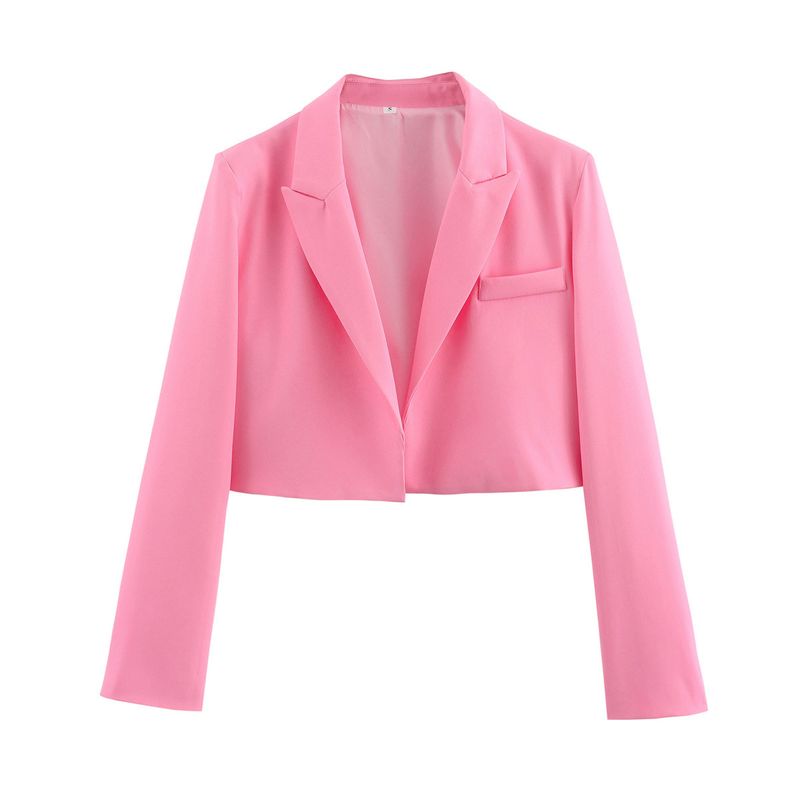 Dammekleeder Revers Temperament Knäpplos Kuerz Slim Fit Kleng Kostümjacket_voghion.com