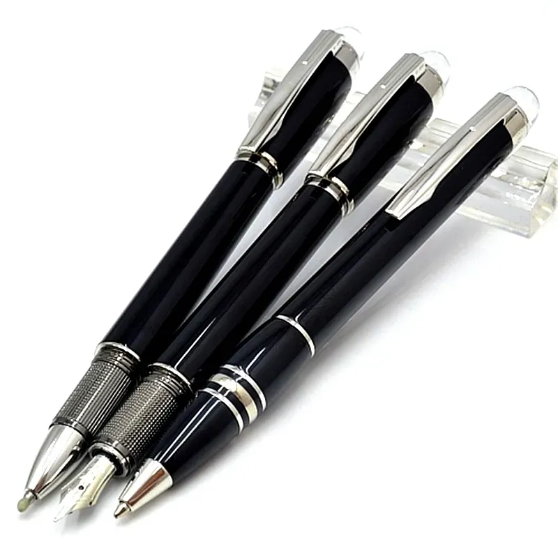 Stylo à bille de luxe en résine noire avec étoile en cristal, stylo plume, papeterie, fournitures scolaires et de bureau avec numéro de série et_voghion.com